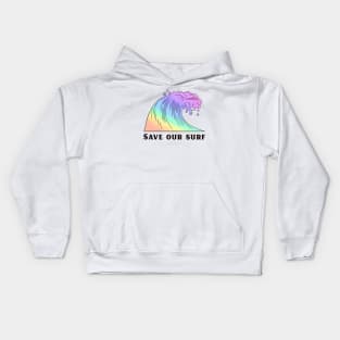 Save our surf - a colorful rainbow wave Kids Hoodie